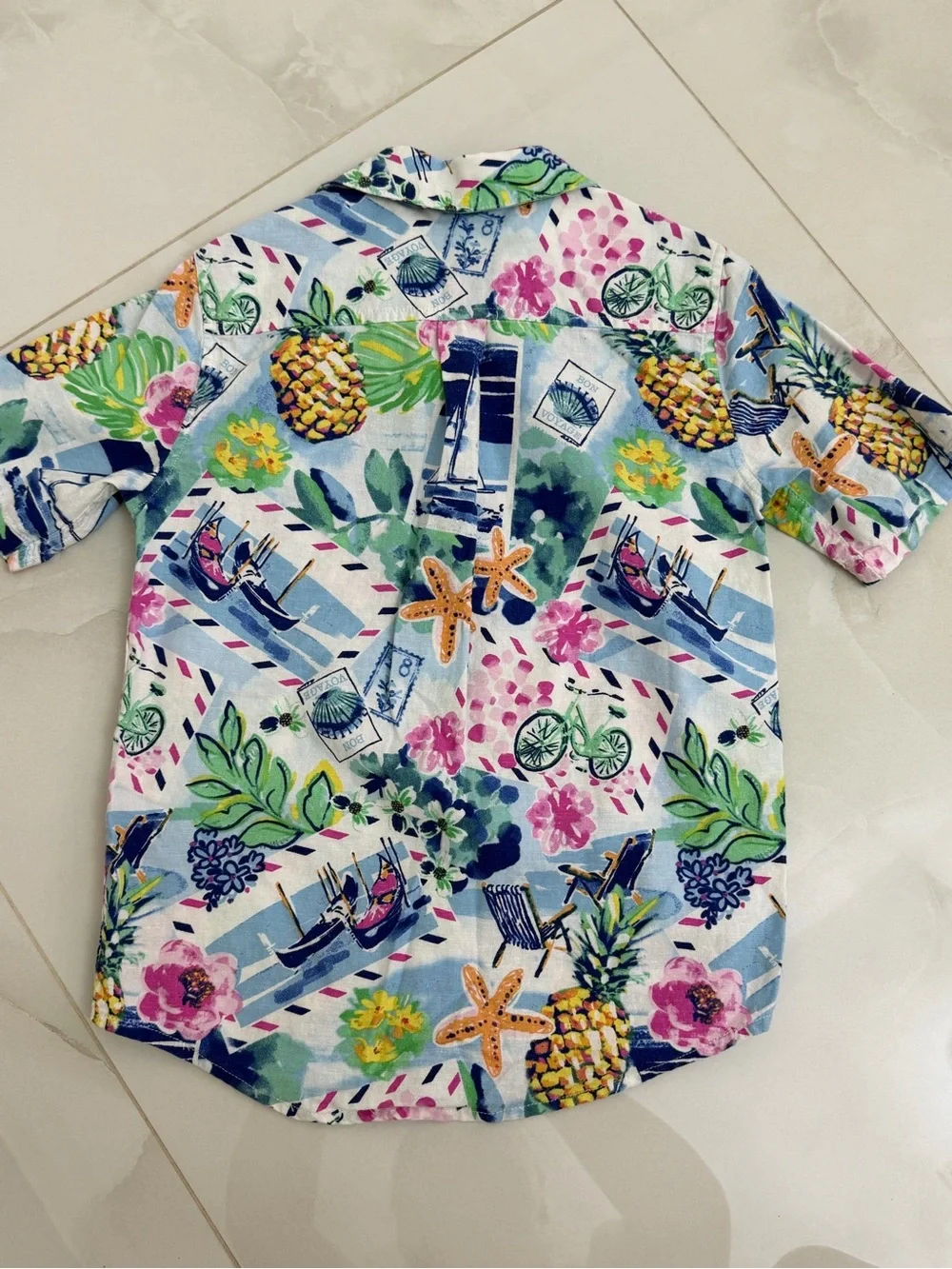 Gymboree Light Blue Tropical Print Button-Down Shirt